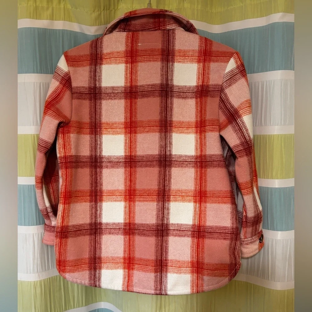 Old Navy Kids Pink and White Plaid Button Down Jacket Sz Medium (8)